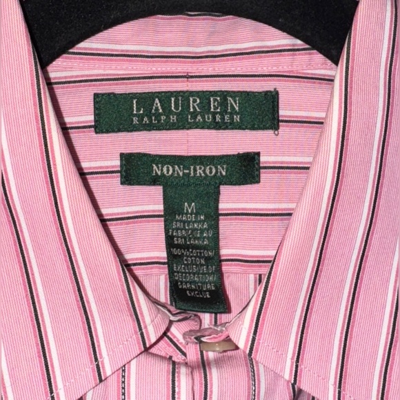 Lauren Ralph Lauren Button Up Shirt NON-IRON White Pink Pinstripe LRL Women’s M - Picture 12 of 12